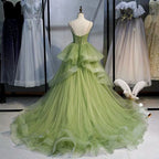 Ball Gown, Green Formal Prom Dresses Vintage Formal Prom Dresses