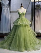 Ball Gown, Green Formal Prom Dresses Vintage Formal Prom Dresses