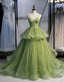 Ball Gown, Green Formal Prom Dresses Vintage Formal Prom Dresses
