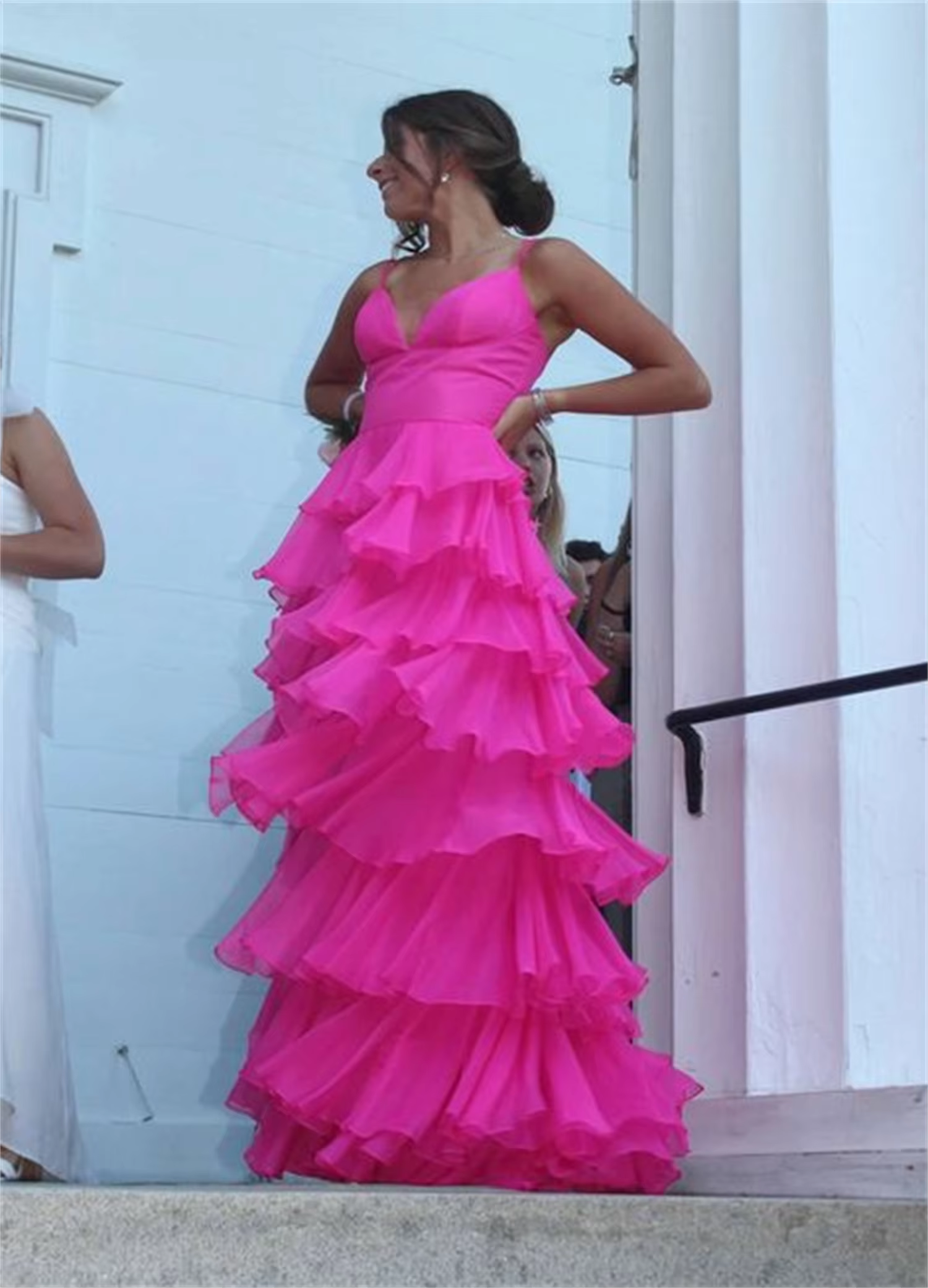 Ball Gown Hot Pink Straps Formal Evening Party Dresses Formal Prom Dresses