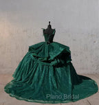 Ball-Gown Lace Emerald Green Glitters Quinceanera Dresses