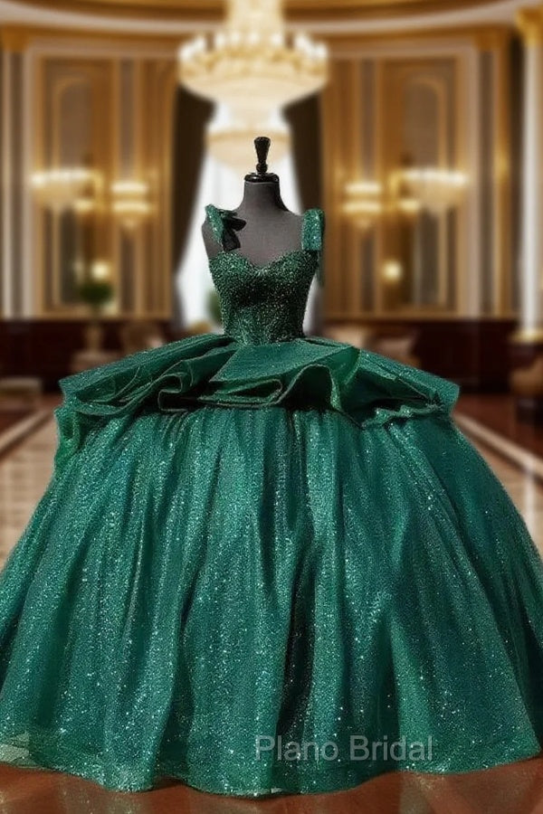 Ball-Gown Lace Emerald Green Glitters Quinceanera Dresses Main image