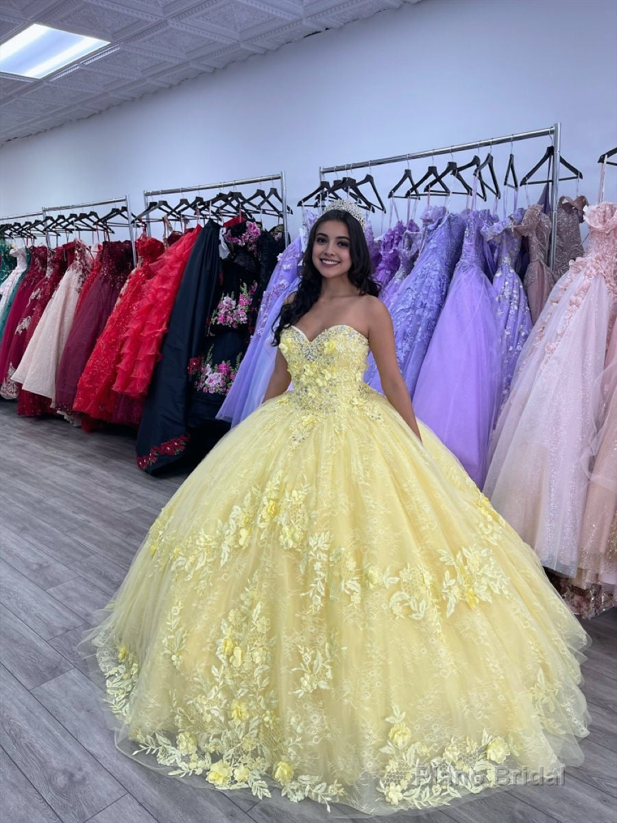 Ball Gown  Lace Sweetheart  Yellow Quinceanera Dress Main image