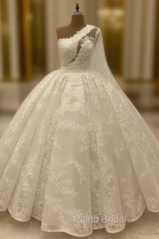 Ball Gown Lace Wedding Dresses One Shoulder Main image