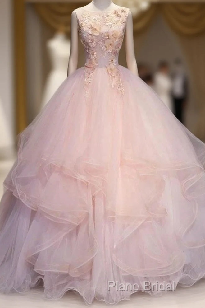 Ball Gown Long Formal Prom Dresses Flowers Gorgeous Quinceanera Dresses With Flowers Main image