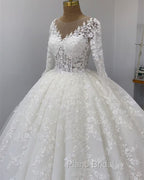 Ball Gown Long Sleeve Lace Wedding Dresses