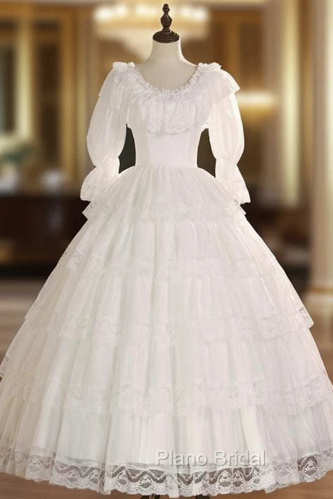 Ball Gown Long Sleeve Tulle Lace Wedding Dresses Main image
