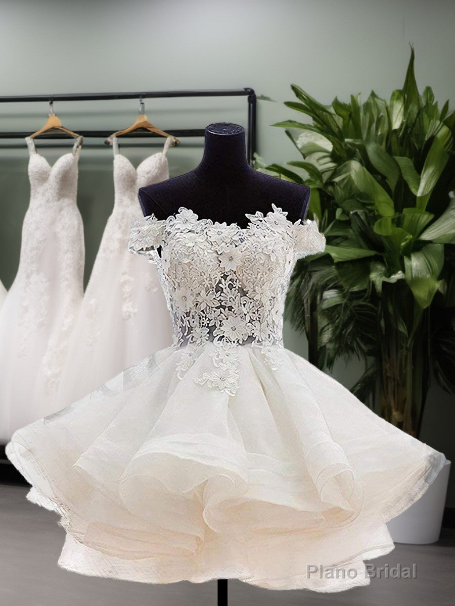 Ball-Gown Off-the-Shoulder Appliques Lace Short/Mini Organza Dress Main image