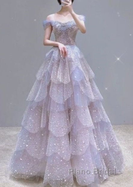 Ball Gown Off The Shoulder Tulle Formal Prom Dresses Evening Dresses Secondary image