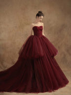 Ball Gown Off The Shoulder Tulle Red Sweet 16 Dresses