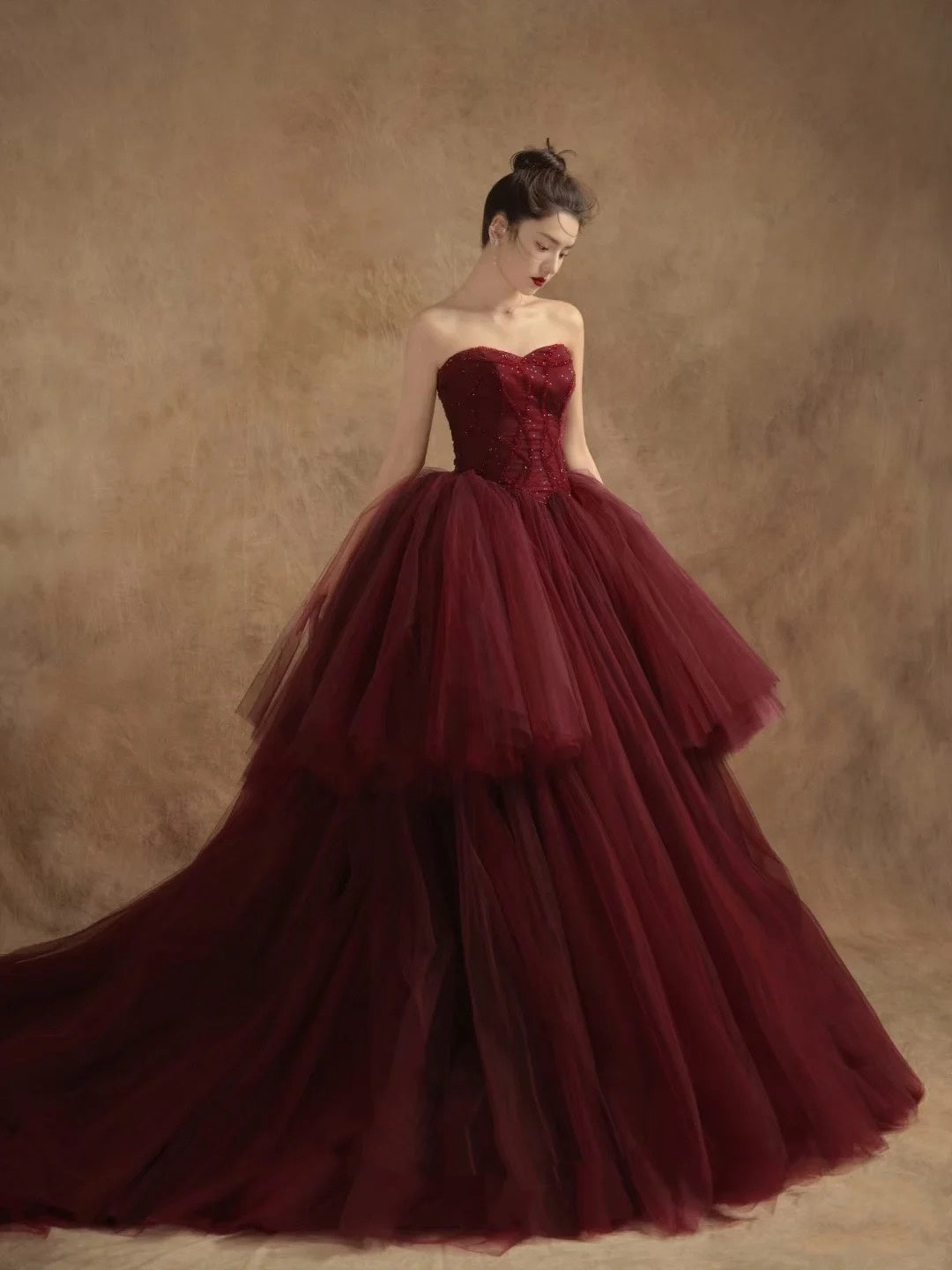 Ball Gown Off The Shoulder Tulle Red Sweet 16 Dresses