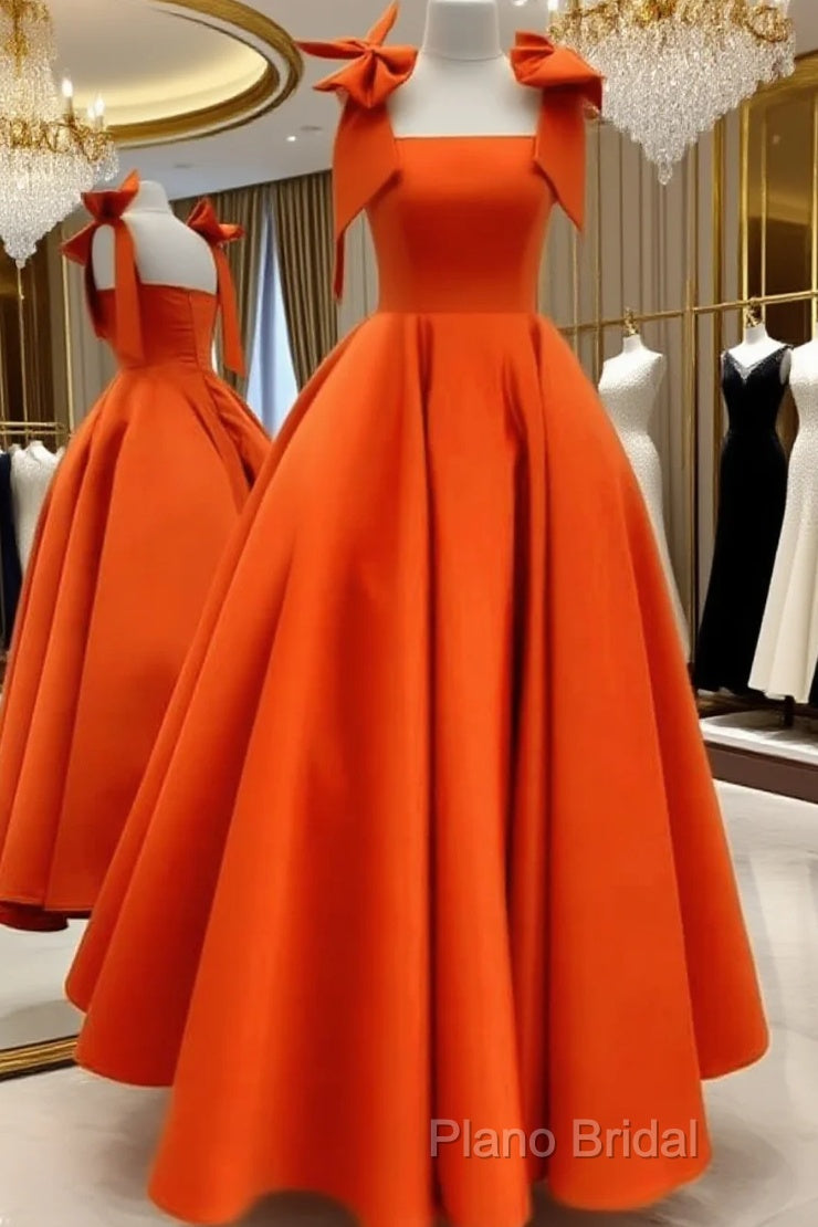 Ball Gown Orange Satin Dresses With Straps Main image