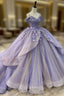 Ball Gown Organza Off-the-Shoulder Lavender Quinceanera Dresses