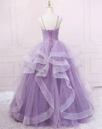 Green/Blue Long Shiny Elegant Spaghetti Straps Long Ruffled Organza Ball Gown Formal Evening Dresses Quinceanera Dresses
