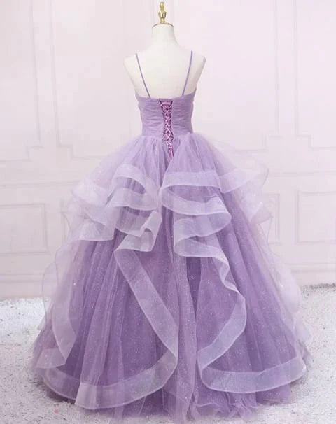 Green/Blue Long Shiny Elegant Spaghetti Straps Long Ruffled Organza Ball Gown Formal Evening Dresses Quinceanera Dresses