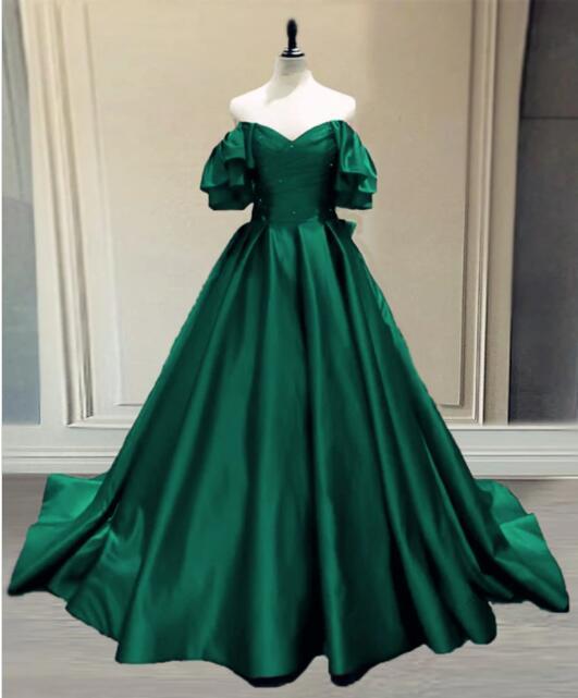 Ball Gown Princess Satin Off The Shoulder Formal Prom Dresses