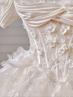 Ball-Gown/Princess Sweetheart Floor-Length Tulle Formal Prom Dresses With Sequins Appliques Lace Beading