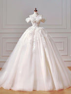 Ball-Gown/Princess Sweetheart Floor-Length Tulle Formal Prom Dresses With Sequins Appliques Lace Beading