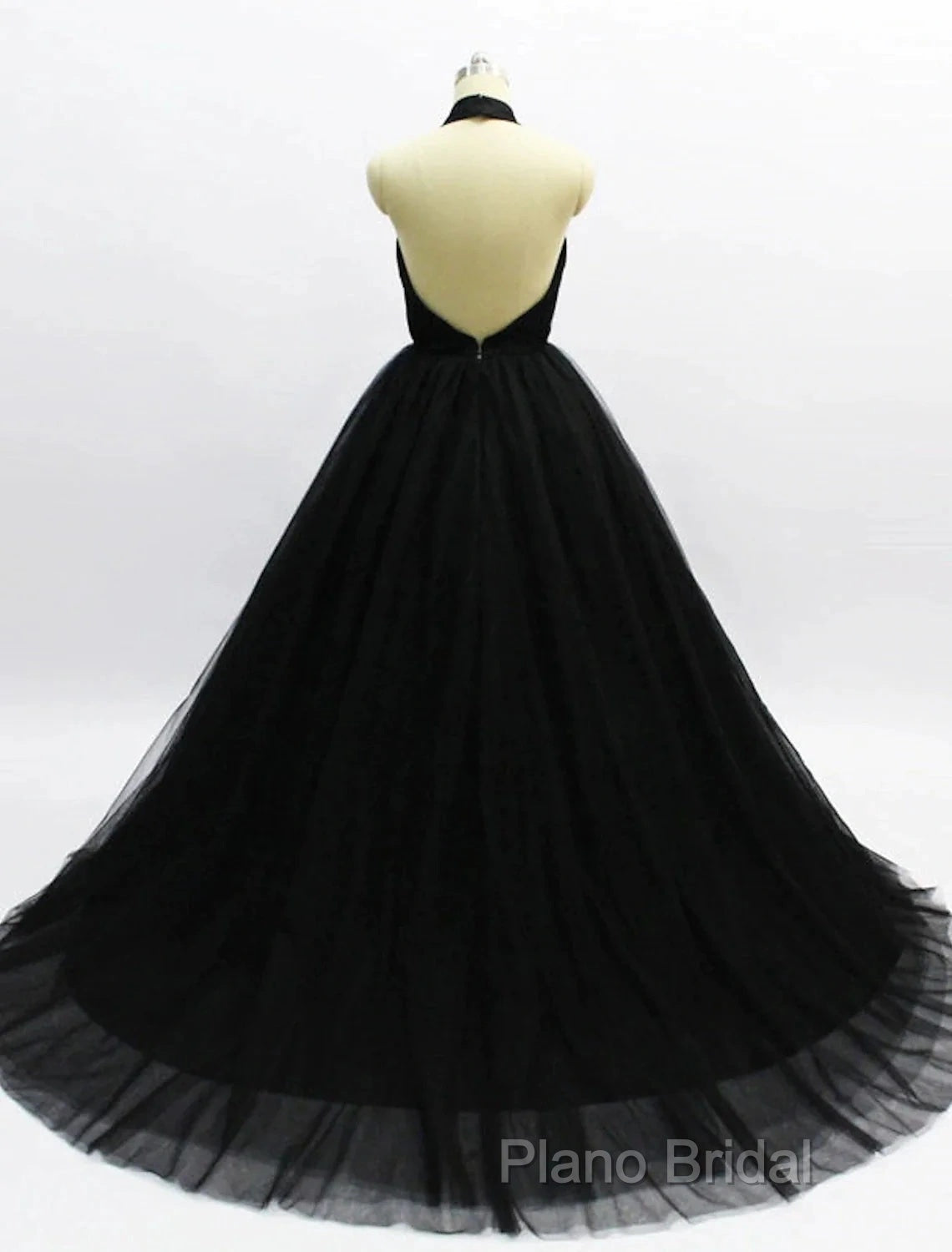 Ball Gown Formal Prom Dresses Open Back Dresses Wedding Party Court Train Sleeveless Halter Tulle Backless With Pleats Secondary image