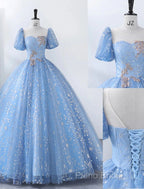 Ball Gown Quinceanera Dresses Princess Dresses Performance Sweet 16 Floor Length Short Sleeve Square Neck Polyester With Pearls Appliques