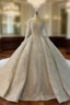 Ball Gown Sequins Long Sleeve Beading Luxury Wedding Dresses