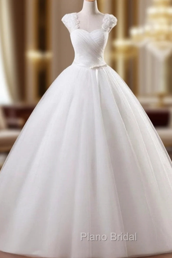 Ball Gown Sleeveless Square Floor-Length Ruffles Tulle Wedding Dresses Main image