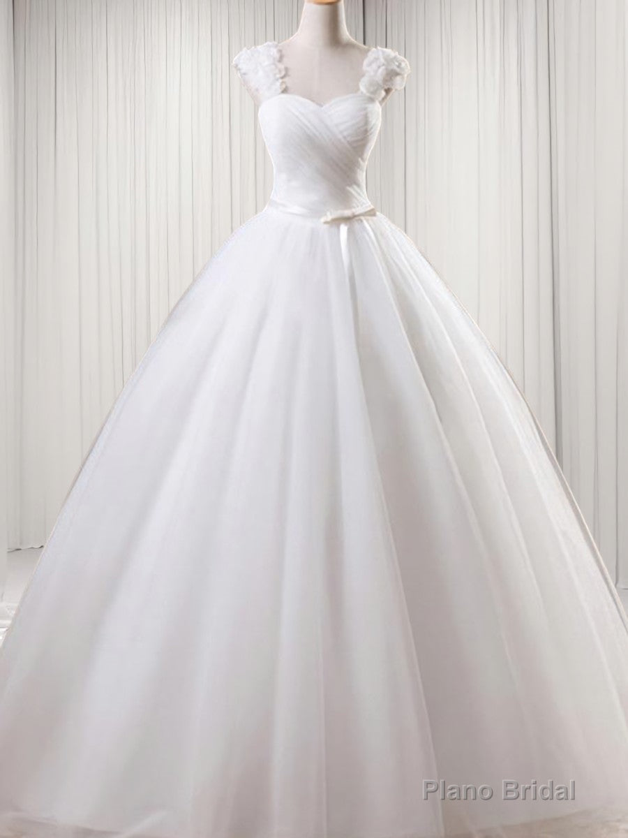 Ball-Gown Square Ruffles Floor-Length Tulle Wedding Dress