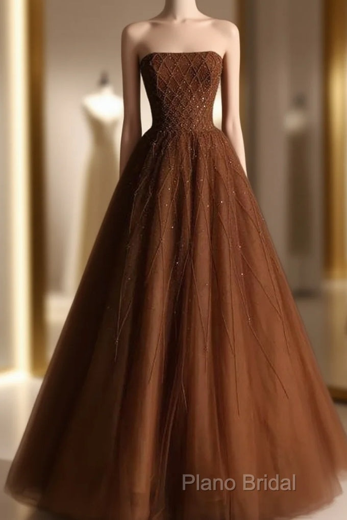 Ball Gown Strapless Tulle Long Formal Prom Dresses Formal Dresses Main image