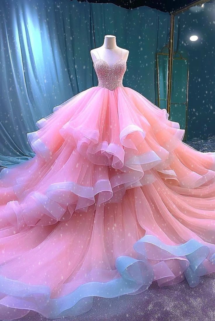 Ball Gown Straps Pink Organza Sweet 16 Dresses Main image