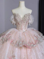 Ball Gown Sweet 16 Dresses Off The Shoulder Pink Sweet 16 Dresses