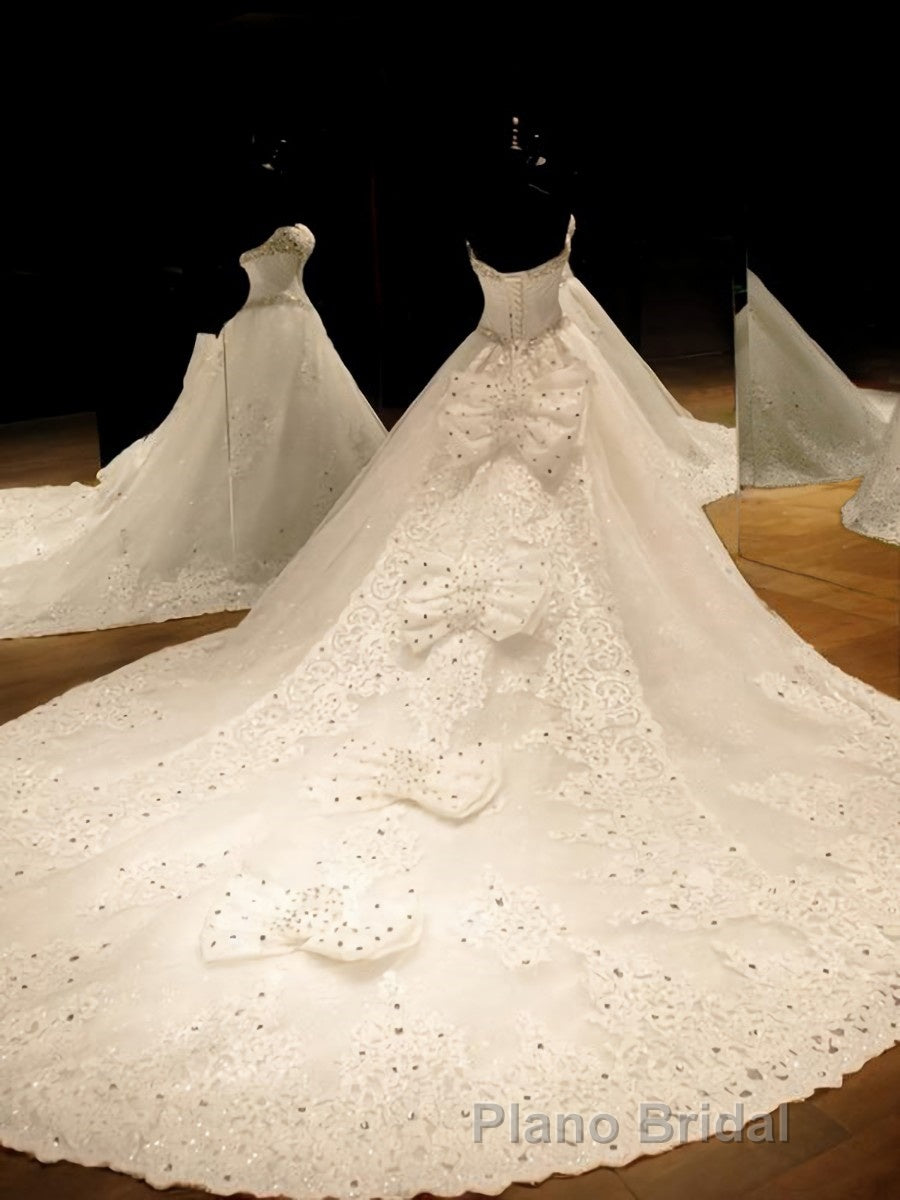 Ball Gown Sweetheart Cathedral Train Tulle Wedding Dresses With Sequin Secondary image