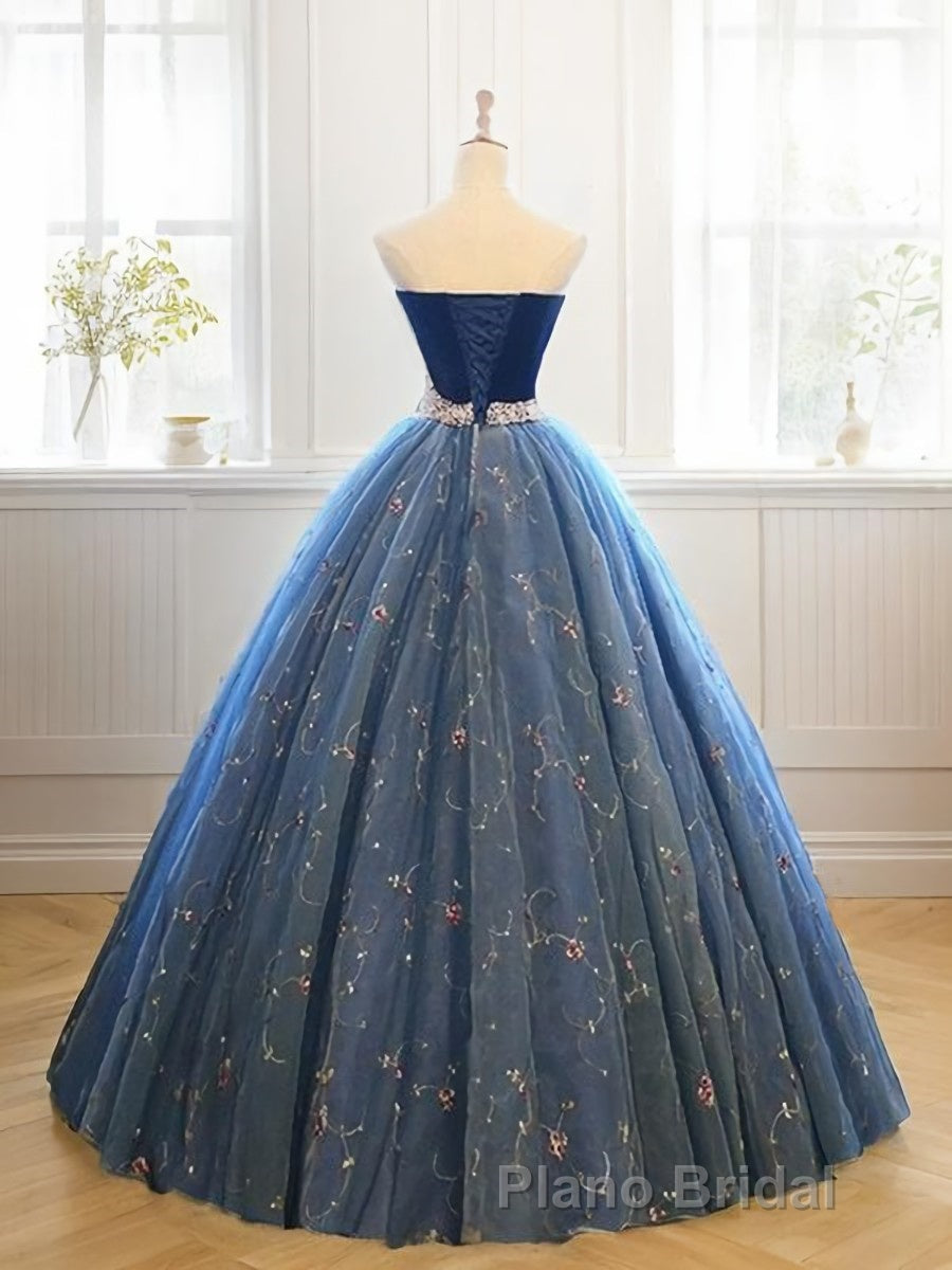 Ball Gown Sweetheart Floor-Length Net Formal Prom Dresses With Beading Secondary image