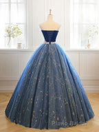 Ball Gown Sweetheart Floor-Length Net Formal Prom Dresses With Beading