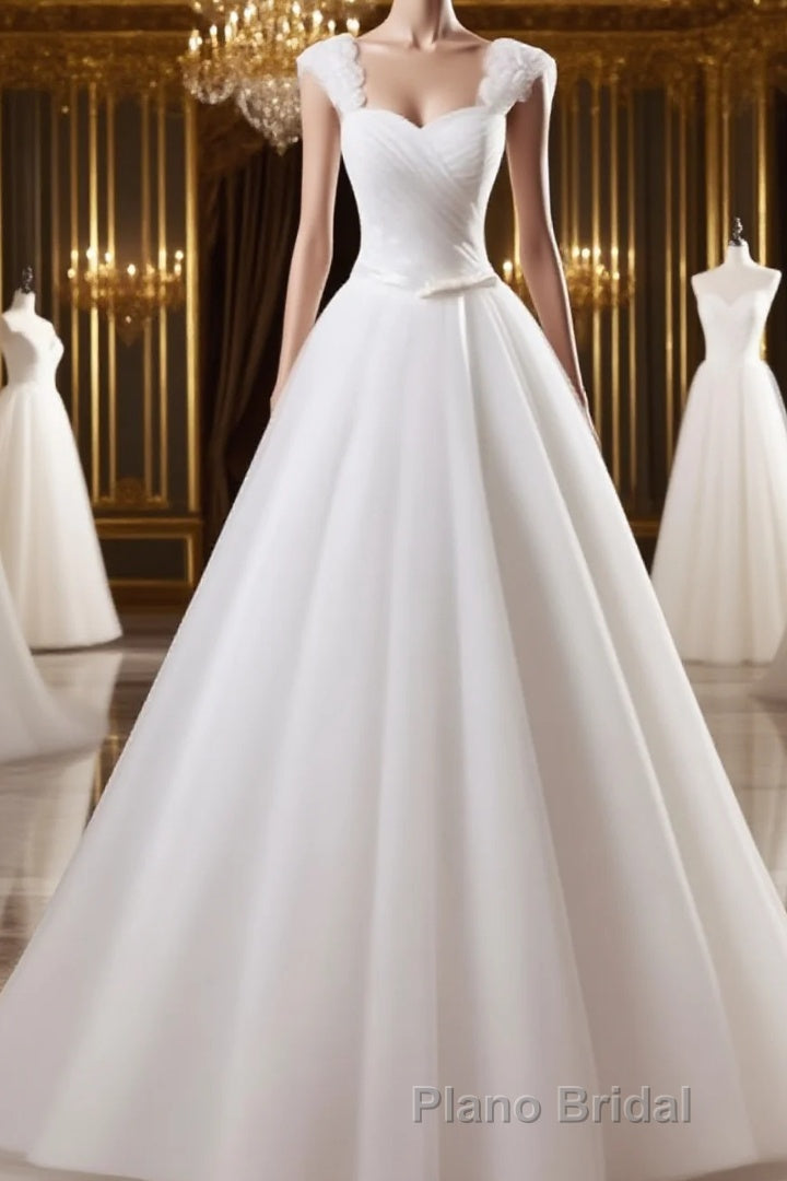 Ball Gown Sweetheart Floor-Length Tulle Wedding Dresses With Beading