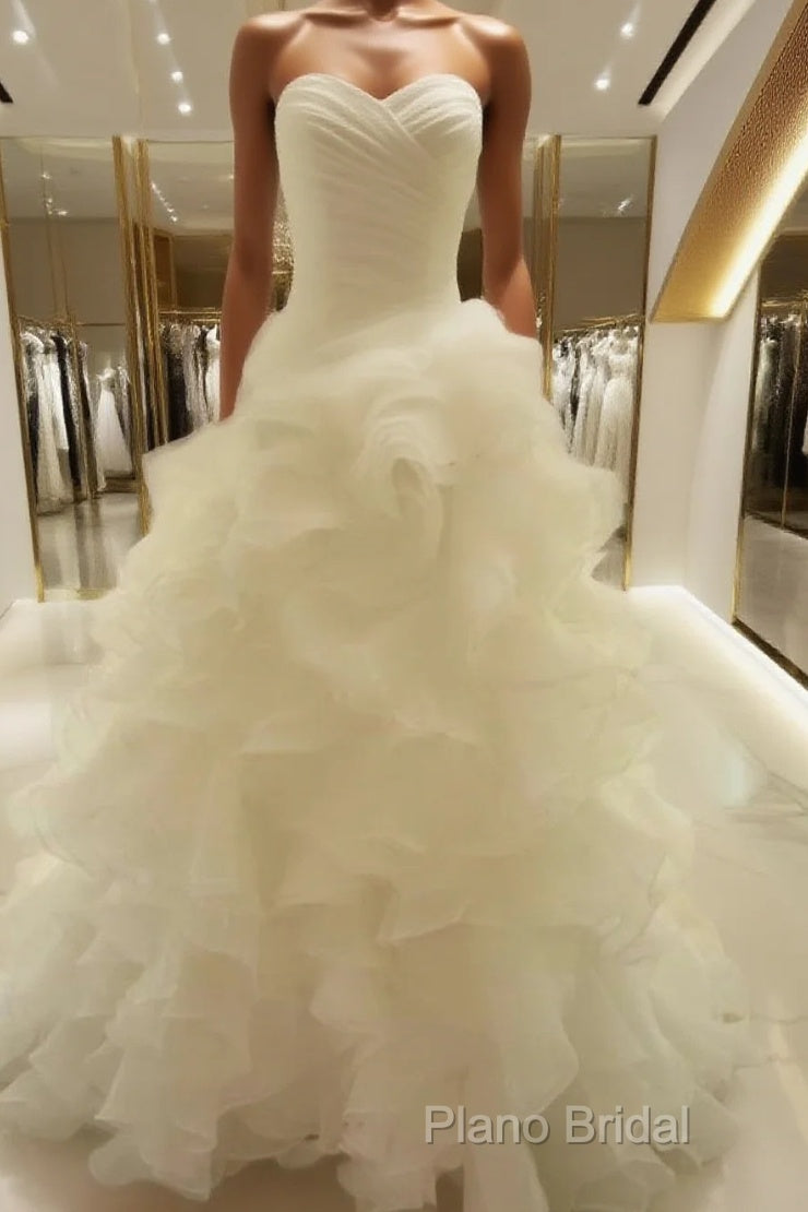 Ball-Gown Sweetheart Ruffles Court Train Organza Wedding Dresses Main image
