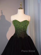 Ball Gown Sweetheart Tulle Black Formal Prom Dresses Formal Dresses