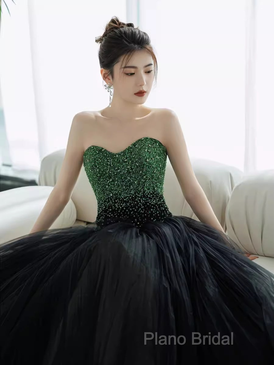 Ball Gown Sweetheart Tulle Black Formal Prom Dresses Formal Dresses