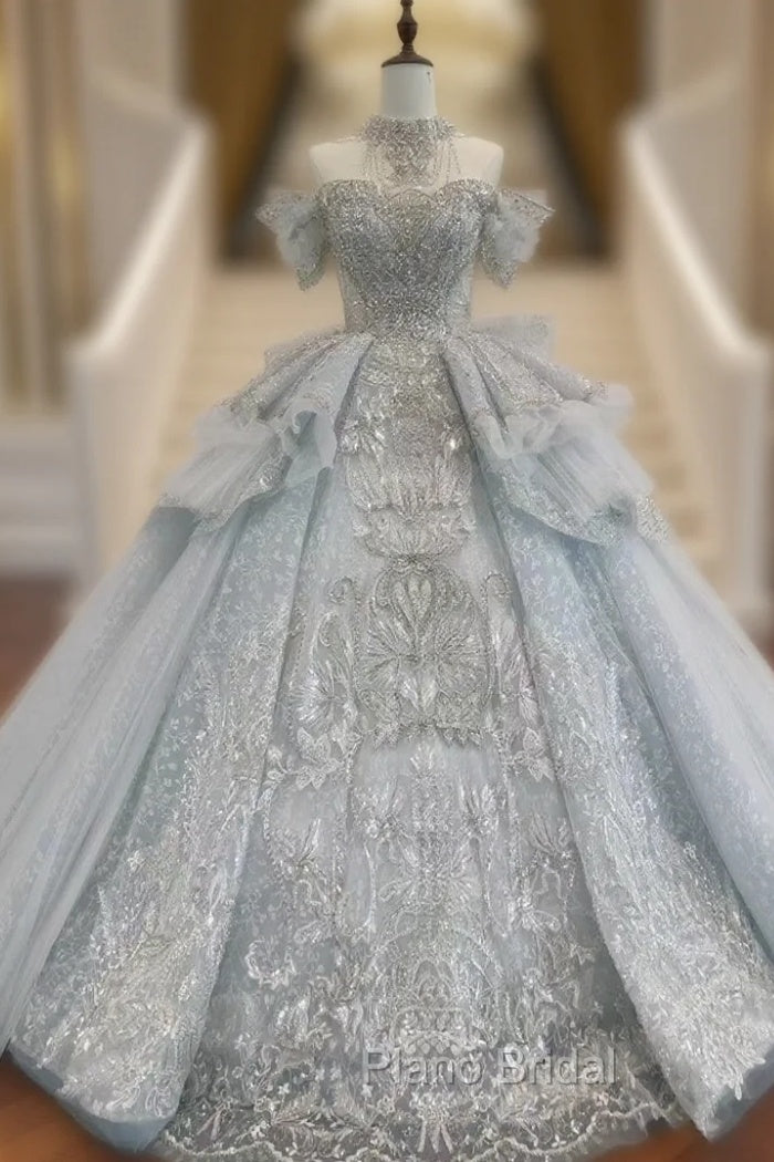 Ball Gown Tulle Lace Off the Shoulder Wedding Dresses Main image