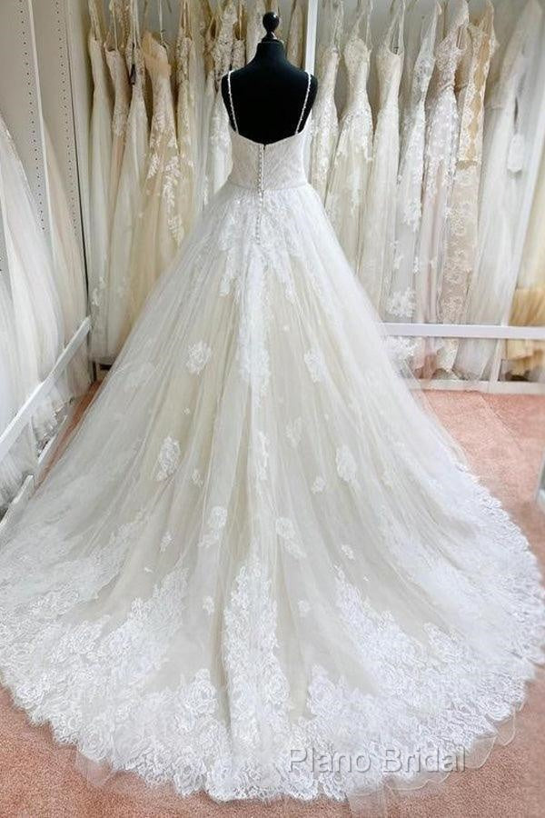 Ball Gown Tulle Lace Spaghetti Straps Appliqued Wedding Dresses Secondary image