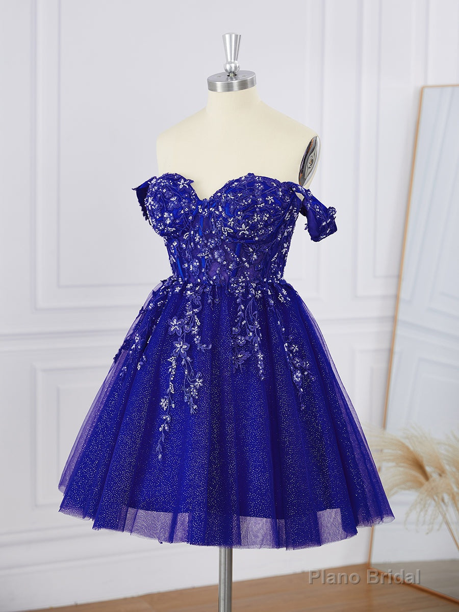 Ball-Gown Tulle Off-the-Shoulder Appliques Lace Corset Short/Mini Dress Secondary image