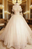 Ball Gown Tulle Off the Shoulder Pearl Wedding Dresses