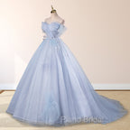 Ball-Gown Tulle Sweetheart Floor-Length Pearls Butterflies Quinceanera Dresses with Appliqued