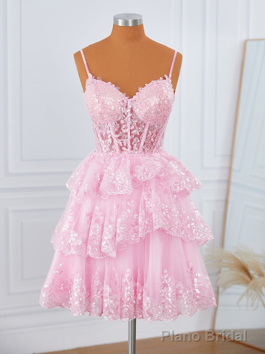 Ball-Gown Tulle V-neck Appliques Lace Corset Short/Mini Dress Main image