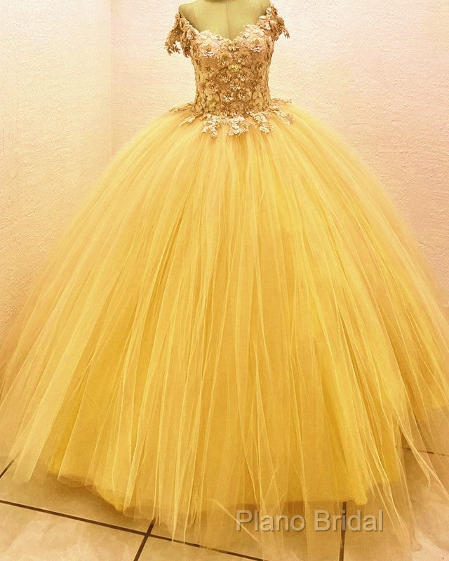 Ball Gown V Neck 3D Flowers Tulle Dresses Secondary image