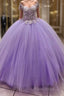Ball Gown V Neck 3D Flowers Tulle Dresses