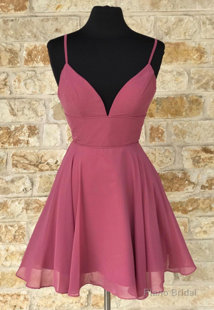Cute V-Neck Chiffon Short Prom Dresses, A-Line Evening Dresses Main image