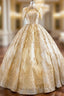 Be The Formal Prom Queen Gold Ball Gown Sequins Sweetheart Neck Pleats Long Wedding Dresses