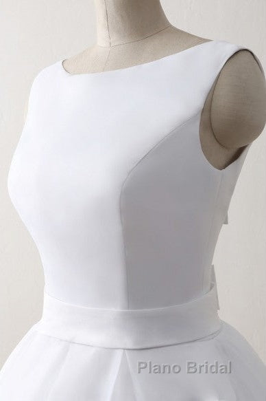 Beach Open Bow Back Knee Length Simple Wedding Dresses