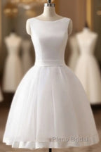 Beach Open Bow Back Knee Length Simple Wedding Dresses