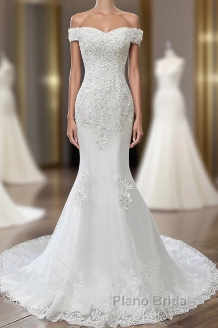 Beaded Embroidered Off-The-Shoulder Wedding Dresses